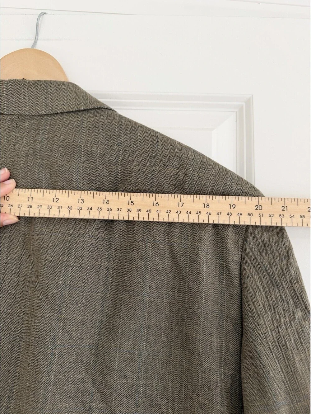 Lauren Ralph Lauren Men’s Taupe Herringbone Sport Coat Size 46S Silk Wool Luxury